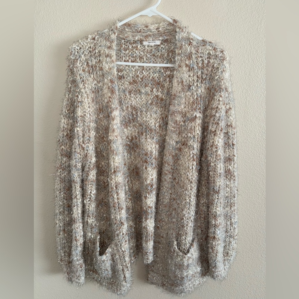 Maurices Women’s‎ Multicolor Cardigan with Silver Tinsel, Front Pockets size XL
